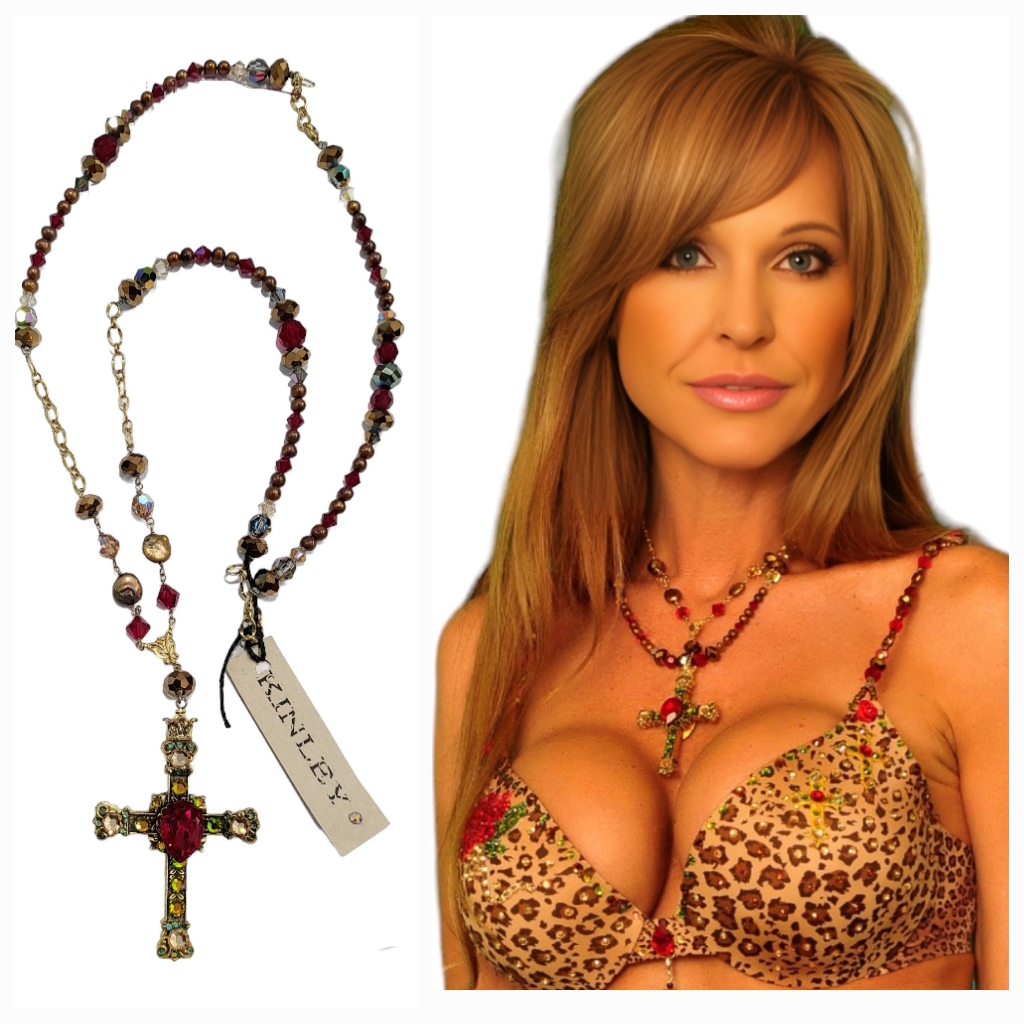 Crystal And Pearl Cross Kinley Necklace